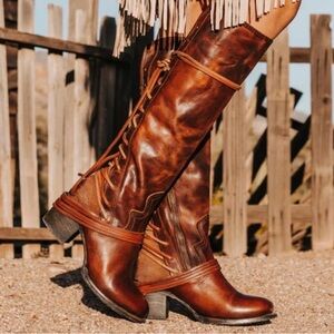 Freebird by Steven Coal- Cognac Lace-Up Combat Boots